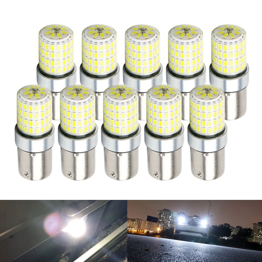 S25 LED シングル 12V 24V 50V バルブ 72連 ホワイト バックランプ サイドマーカー マーカー トラック 1156 平行ピン 10個セット拍卖