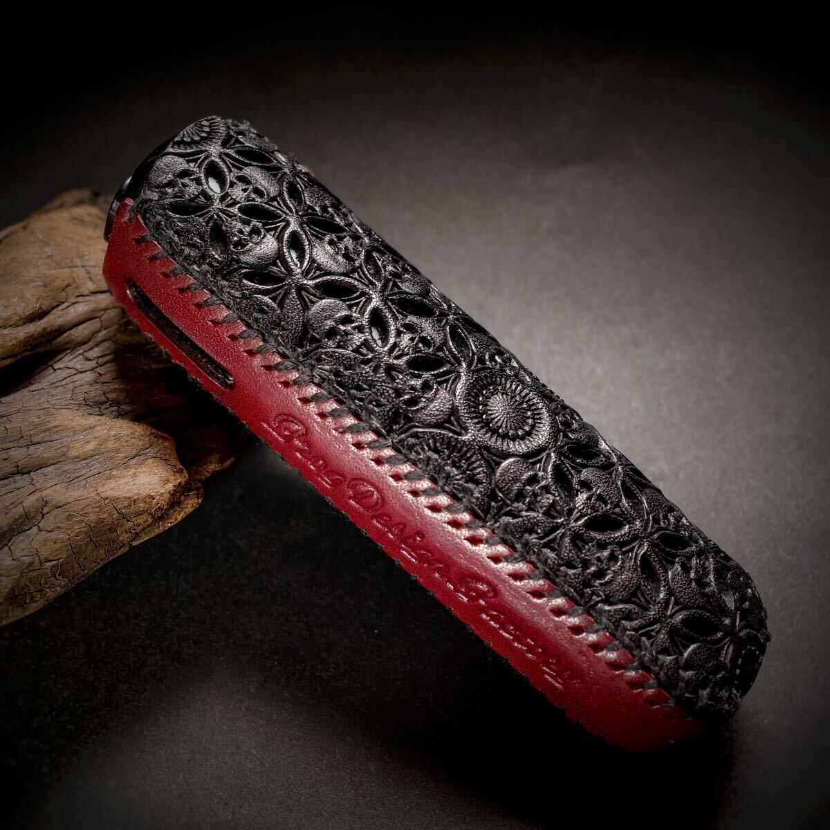 【PloomAURA】プルームオーラ 本革製カバー〝髑髏 結〟漆黒×臙脂拍卖