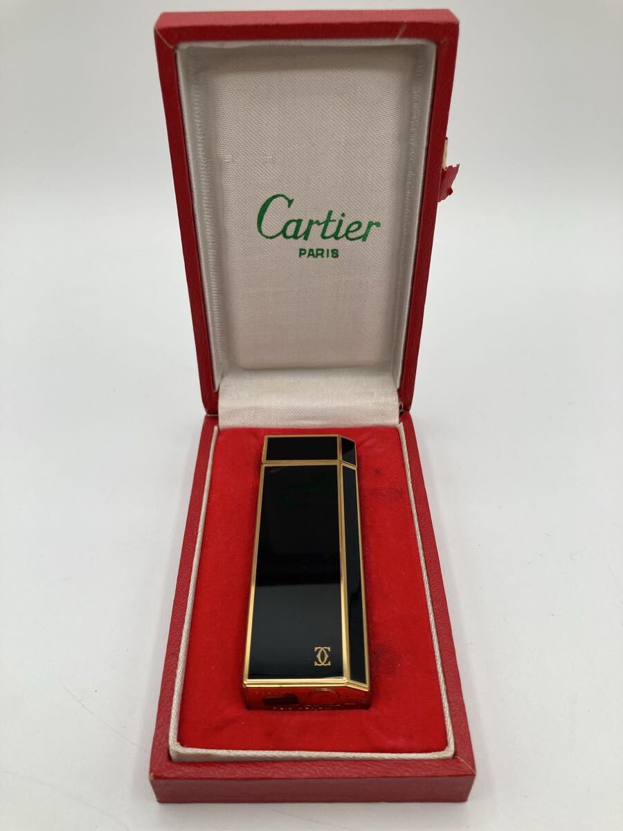 【T1503-h】 Cartier カルティエ ガスライター ゴールド ブラック ライター 喫煙具 喫煙グッズ ローラー式 着火動作確認済み拍卖