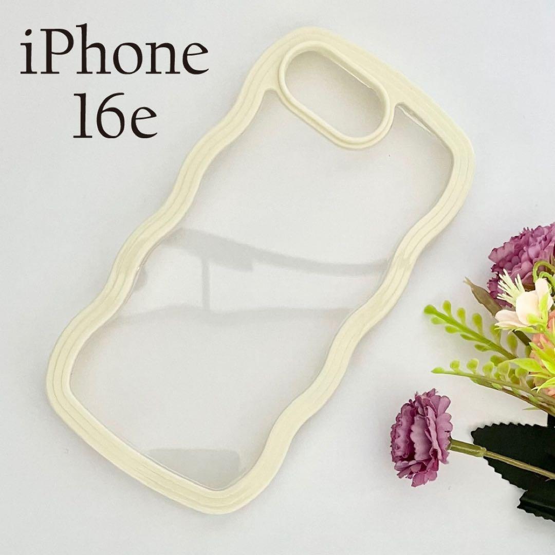 iPhone16eケース 波型ウェーブ ソフトTPU:イエロー ☆おまけガラスフィルム付拍卖