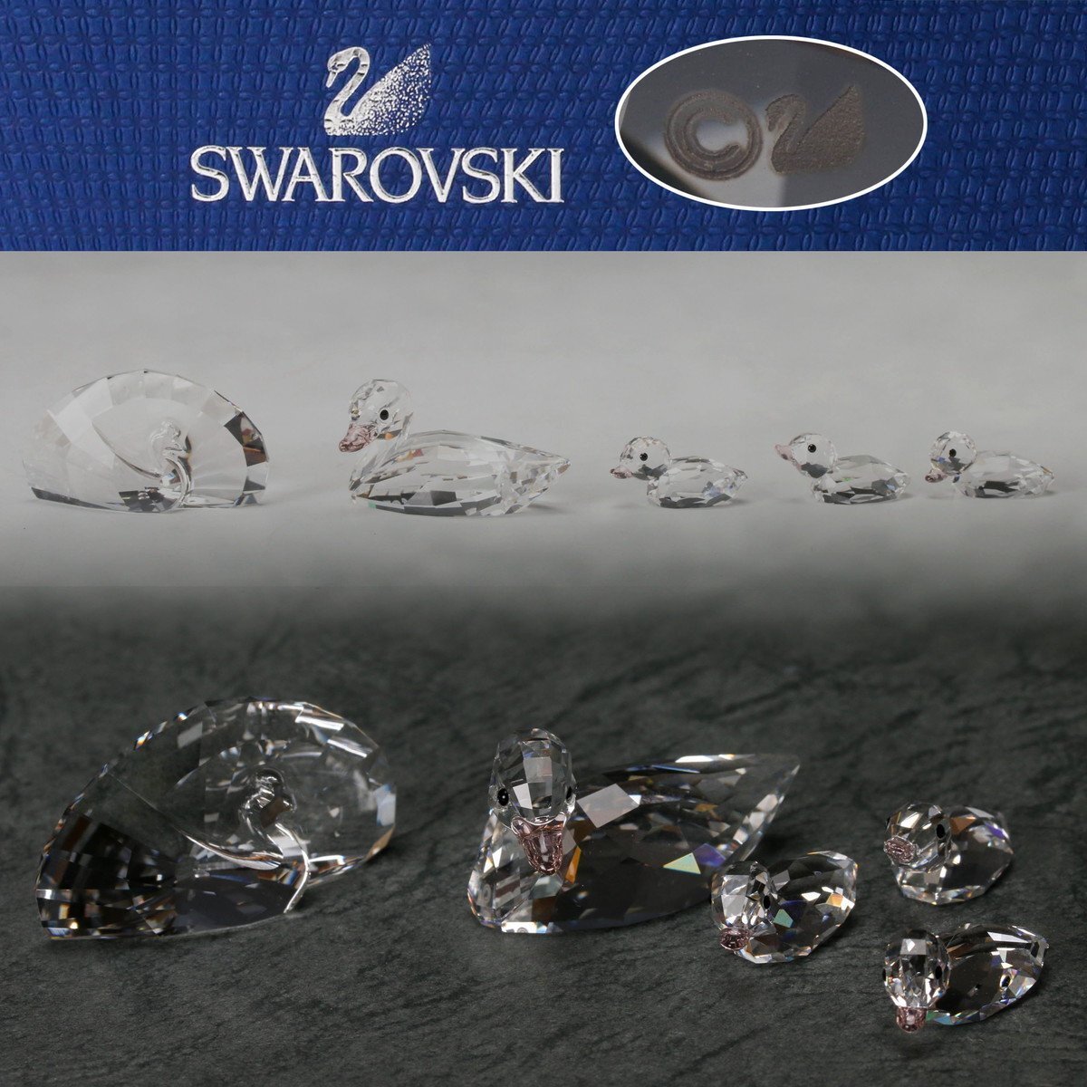 【佳香】SWAROVSKI スワロフスキー アヒルの親子 2015年 SCS会員限定品『Peacock』孔雀 二点セット 共紙箱 栞 本物保証拍卖