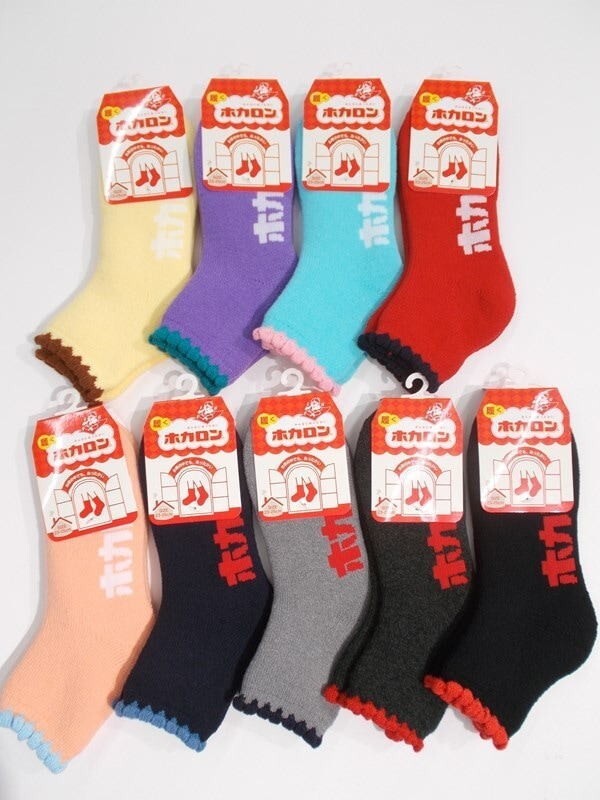 【送料無料!】【秋冬、ルームソックス!】レディス 暖か厚地裏起毛 はき口ピコット編み クルーソックス<グレー:23-25cm>hkk2474拍卖