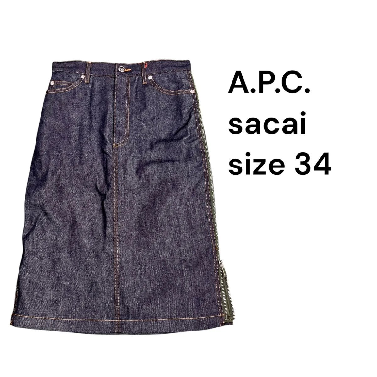 アーペーセー ×サカイ【A.P.C.× sacai】デニム スカート レディース size34 S5T458拍卖