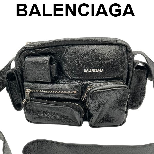 バレンシアガ BALENCIAGA ショルダーバッグ SUPERBUSY カメラ 黒 ラムスキン ユニセックス S5W295拍卖