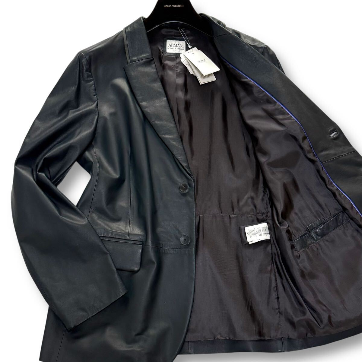 未使用【漢の戦闘服】 アルマーニコレツィオーニ ラムレザー テーラードジャケット XL メンズ ARMANI COLLEZIONI 羊革 レザージャケット 50拍卖