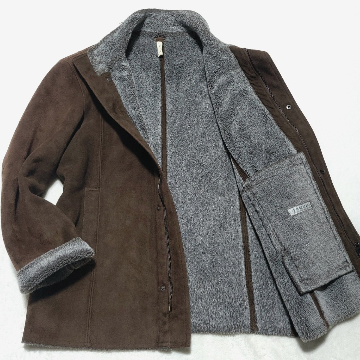 未使用級/Lサイズ インターメッツォ INTERMEZZO ダーバン ジャケット エコムートン ブルゾン ファー スエード ボア 極暖 秋冬 メンズ 紳士拍卖