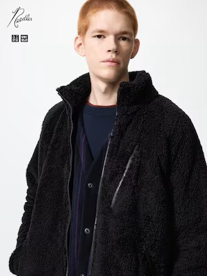 【即完売】UNIQLO × NEEDLES フリースジャケット Lサイズ ブラック拍卖