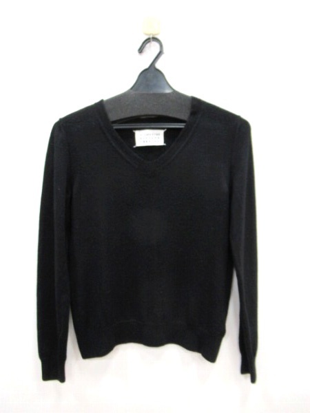 マルタンマルジェラ Martin Margiela 長袖V字ニット Mサイズ ブラック イタリア製 レディース 中古■N309拍卖