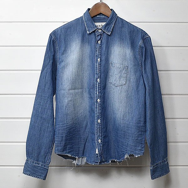 Frank & eileen フランク アンド アイリーン luke ルーク シャツ XXS インディゴ シャツデニム ダメージ加工|25j3057拍卖