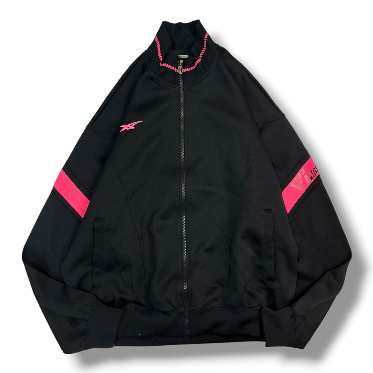 (TK1111)【80s】 ASICS アシックス ジャージ トラックジャケット ブラック ピンク 大きめサイズ スポーツ ヴィンテージ レトロ 日本製 XO拍卖