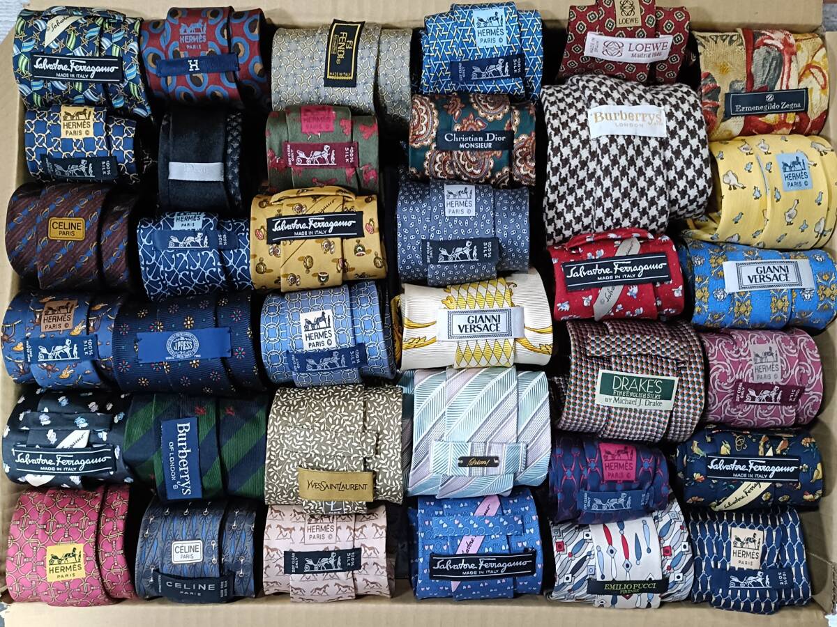 200本以上 新品同様など 大量 ネクタイ ブランド Brioni HERMES CHANEL BURBERRY FENDI VERSACE ARNYSなど Lot Mixed まとめ セット J19拍卖