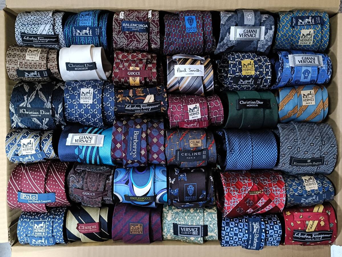 200本以上 新品同様など 大量 ネクタイ ブランド HERMES CHANEL BURBERRY GUCCI VERSACE ZILLI DIORなど Lot Set Mixed まとめ セット J20拍卖