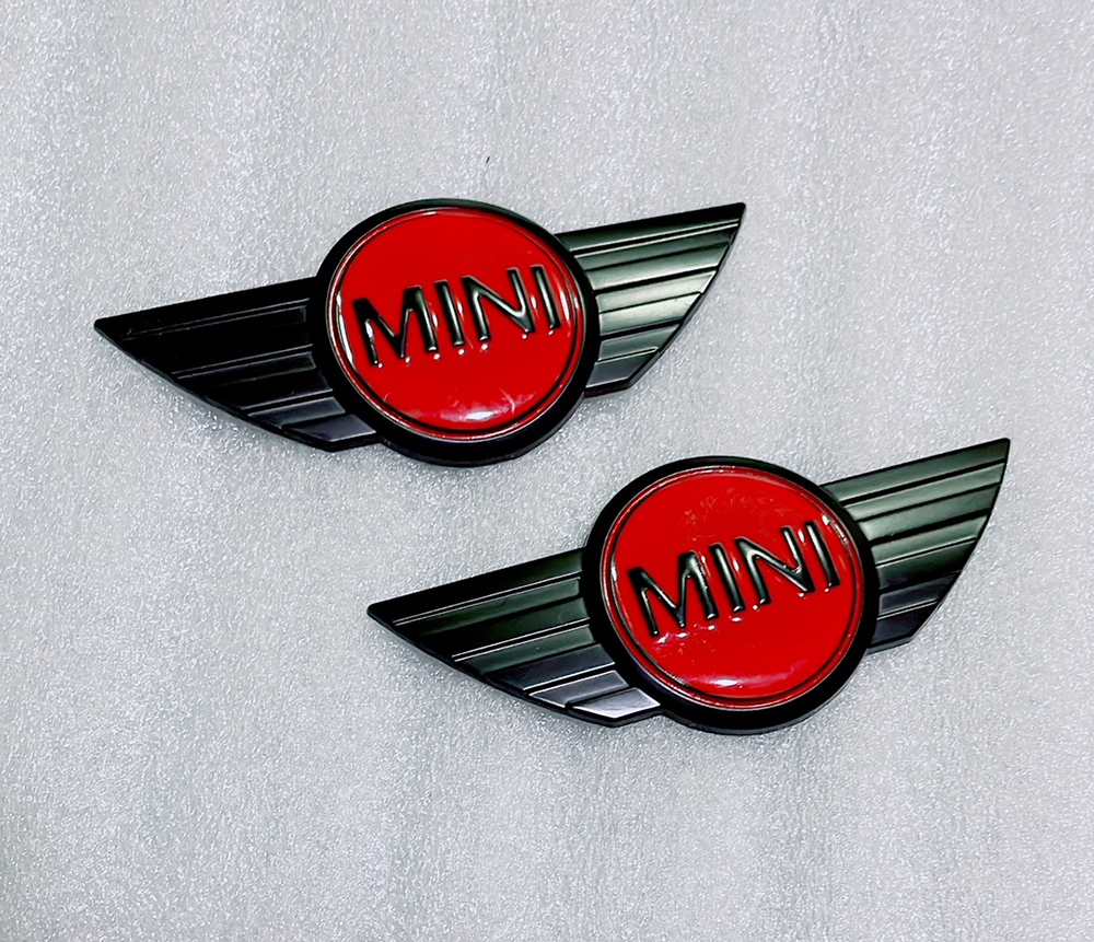 激安 2枚セット ミニ クーパー エンブレム 黒×赤 R55 R56 R57 R58 R59 R60 R61 F54 F55 F56 F57拍卖