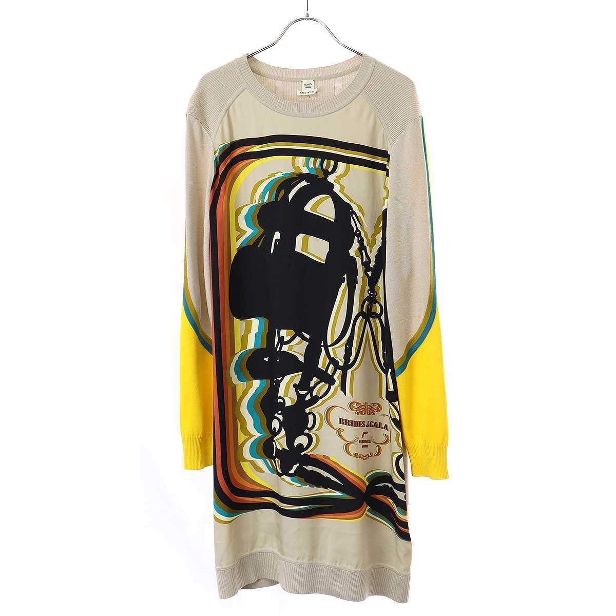 HERMES エルメス 19AW ツイルレーヌ シルクニットワンピース ミックス 42 IT3KDEDQ97P0拍卖