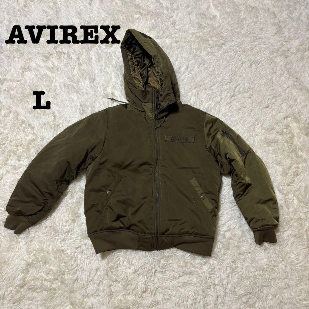 ☆ AVIREX アヴィレックス MA-1 ジャケット フード付 L オリーブ拍卖