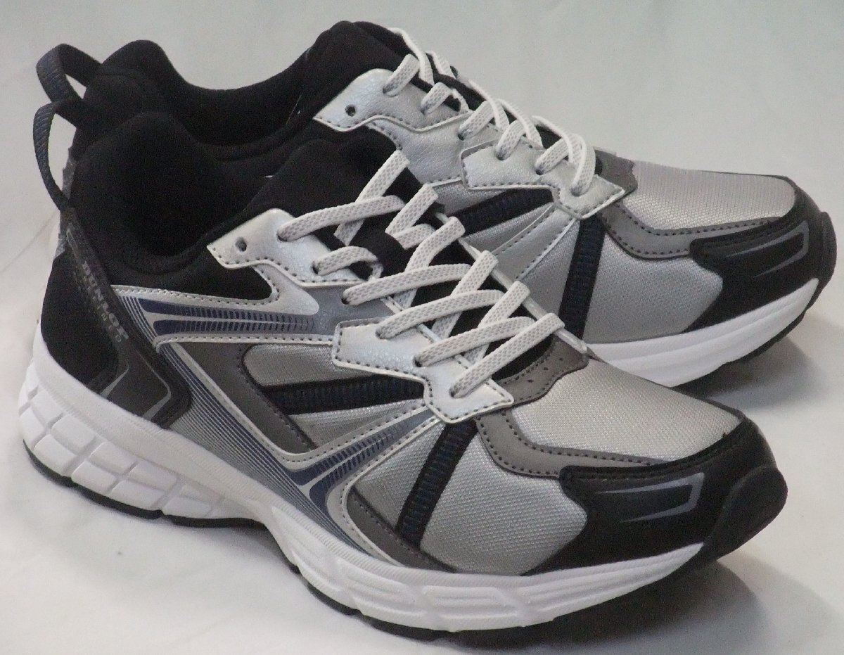 送料無料 ダンロップリファインド DM2011 撥水 ランニングシューズ シルバー/ブラック 29.0cm 幅広4E 軽量 ウォーキング スニーカー 紳士靴拍卖