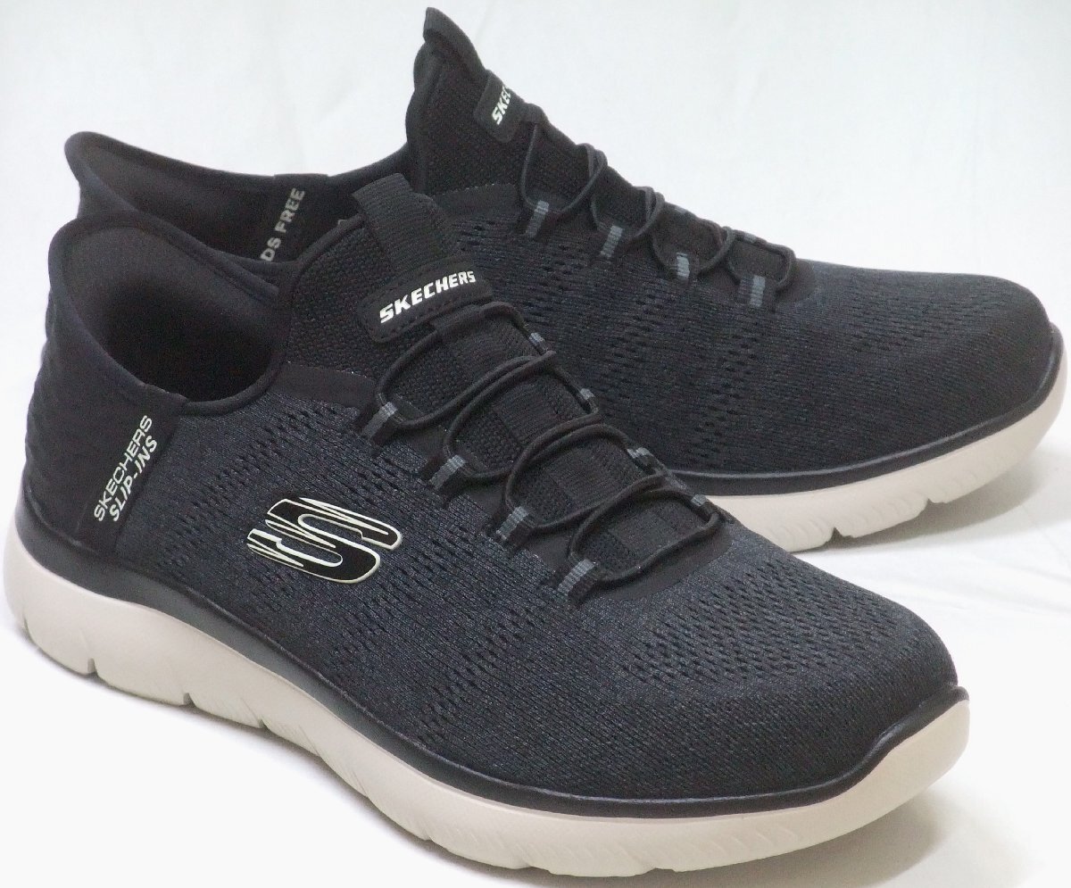 送料無料 スケッチャーズ SUMMITS-KEY PACE スリップインズ ブラック 25.0cm ハンズフリー スリッポン スニーカー 232469W BLK拍卖