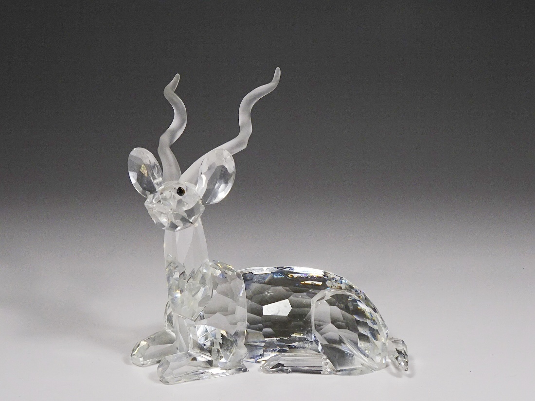 6916■SWAROVSKI スワロフスキー シマカモシカ クーズー クリスタル 鹿 置物 オブジェ拍卖