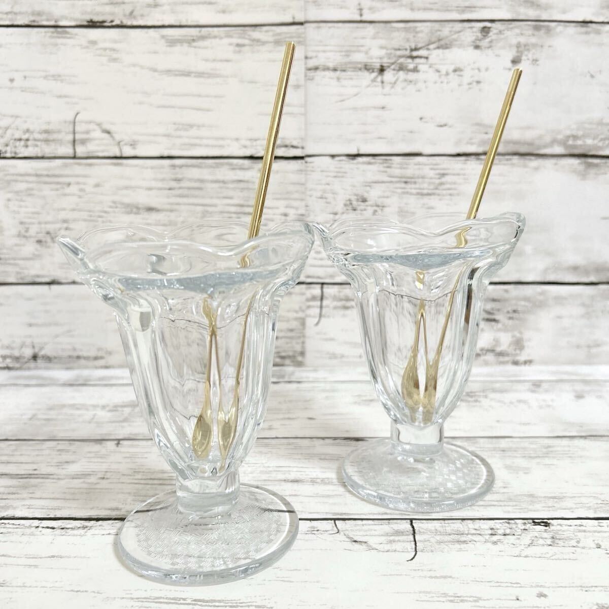 新品 レトロ パフェグラス 2点 / 喫茶店 メロンソーダ cafe クリスマス お誕生日 記念日拍卖