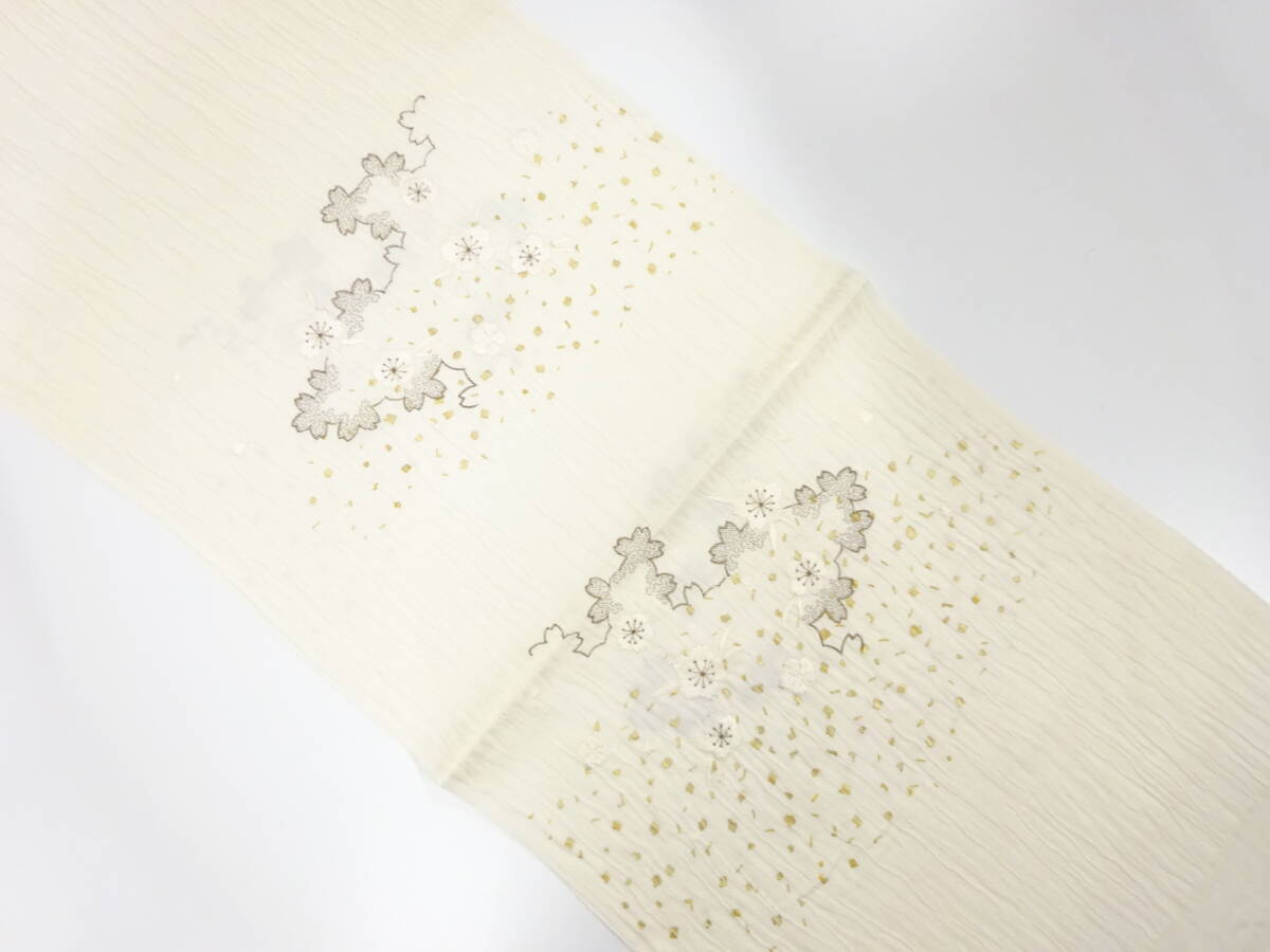 【1円スタート】 上質 未使用品 正絹 刺繍 帯揚げ (AAAG1K3F-021)拍卖