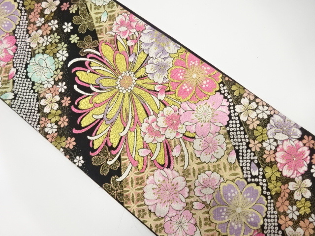 美品 桜散らし模様織り出し 振袖用 袋帯 (AAAD1K-018)拍卖