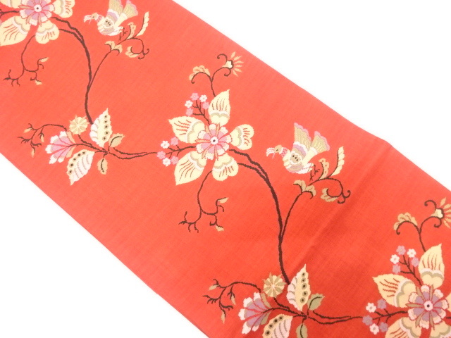 美品 花鳥模様織り出し 袋帯 (AAAI1K-002)拍卖