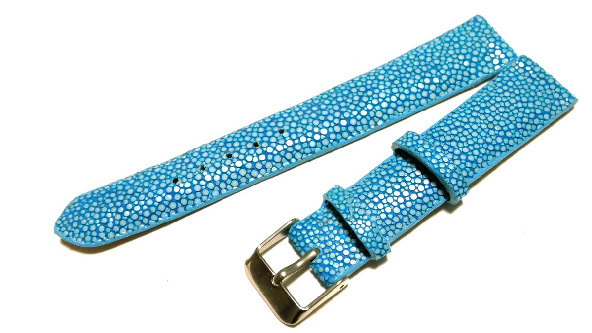 エイ革 スティングレイ ポリッシュ ターコイズ 17mm STPSA 少し長め拍卖