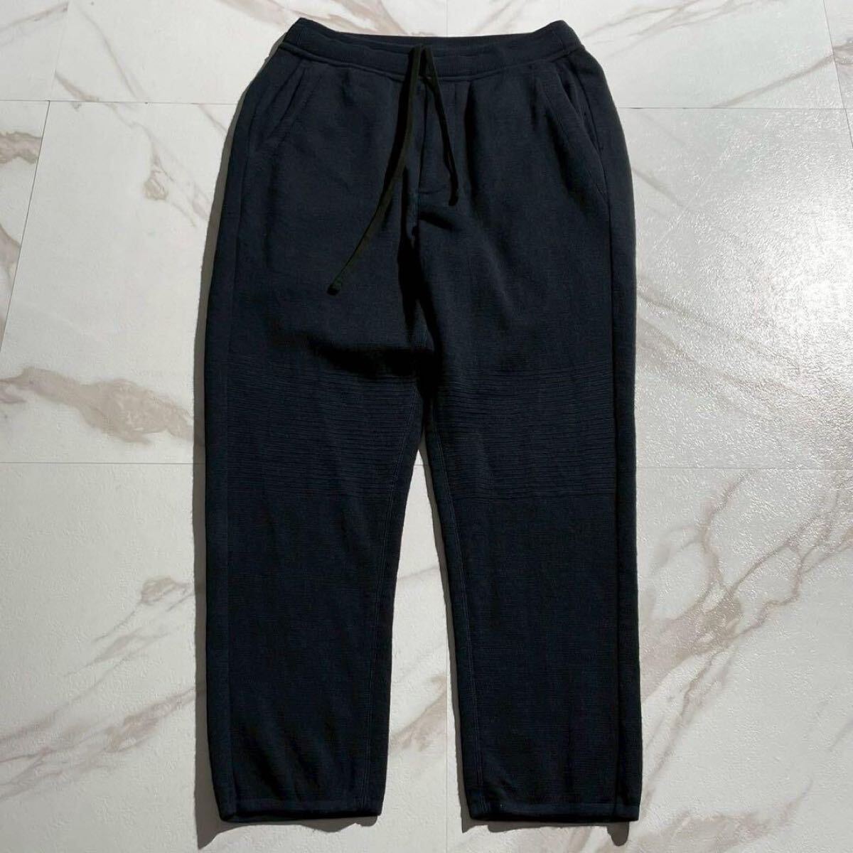 2018AW◆ISSEY MIYAKE MEN イージーパンツ ニットジョガーパンツ ドローストリング ウエストゴム ウール 紺色 メンズ イッセイミヤケメン拍卖