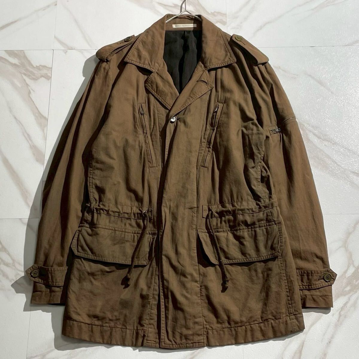 美品 10SS◆Yohji Yamamoto POUR HOMME マルチジップミリタリージャケット コットン ブラウンカーキ 茶系 メンズ ヨウジヤマモトプールオム拍卖