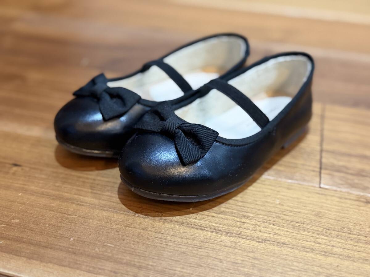 ★子供用キッズ女の子フォーマルシューズ 18.0cm ブラック 発表会 入学拍卖