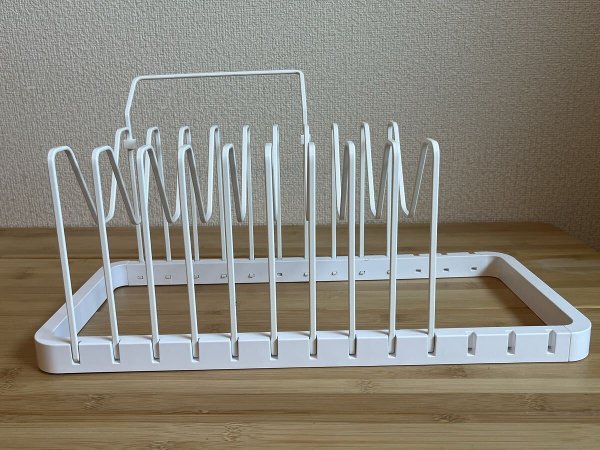 Yamazaki/山崎実業 シンク下収納 伸縮鍋蓋&フライパンスタンド タワー 白/ホワイト 取っ手付き 1点拍卖