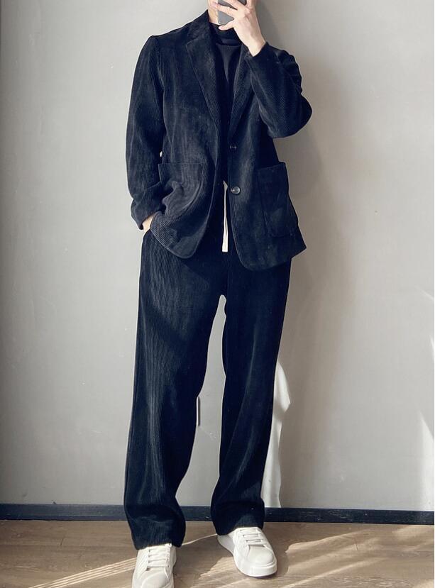 新入荷メンズ セットアップ アウター+ズボン 2点セット 上下セット スーツセット 大きいサイズ 長袖 春秋 ゆったり カジュアル (4色M-4XL)拍卖