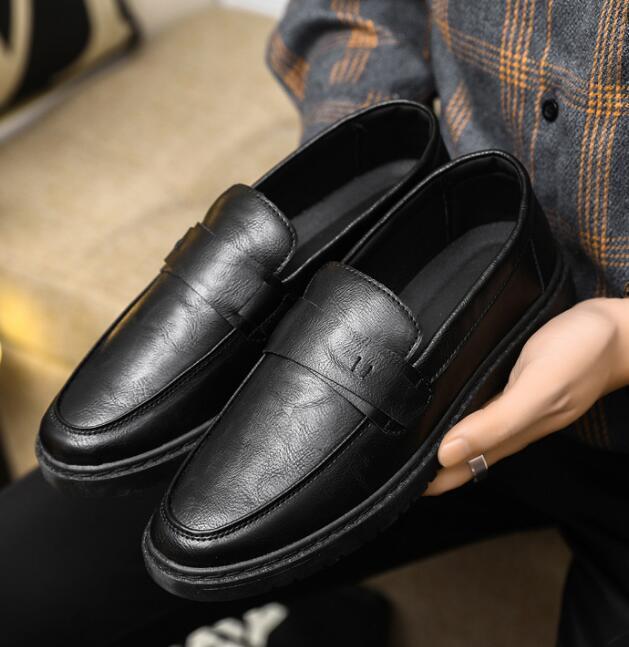 新品ローファー スリッポン メンズ メンズシューズ 革靴 PU革 幅広 就活 通勤 紳士靴 歩きやすい ブラック 27cm拍卖