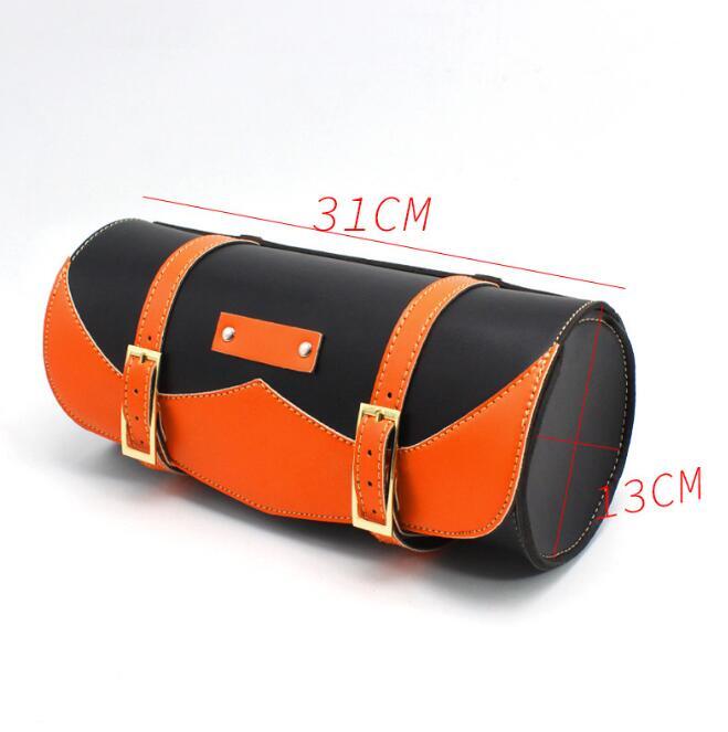 高品質 汎用 バイク フロント リア サイドバッグ 撥水 ベルト2本付き オレンジ拍卖