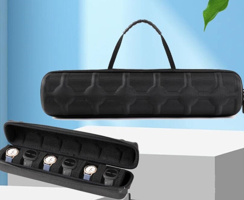 上質 ハード6スロット腕時計トラベルケース 6スロットウォッチロールディスプレイボックス、腕時計収納ボックスオーガナイザー 持ち運び拍卖