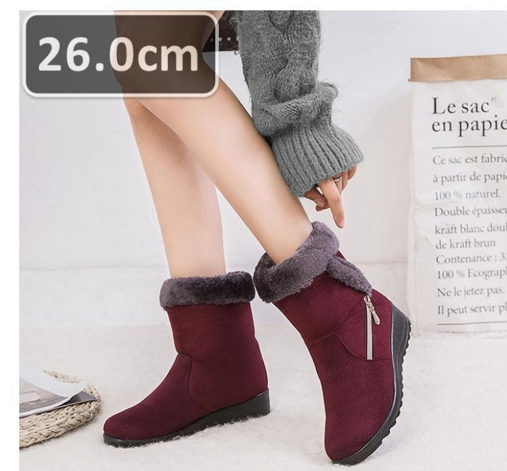 レディース スノーシューズ 【956】 レッド 26.0cm ムートンブーツ スニーカー ウィンターブーツ 裏起毛 防水 防寒 防滑 冬用靴 ZCL137拍卖