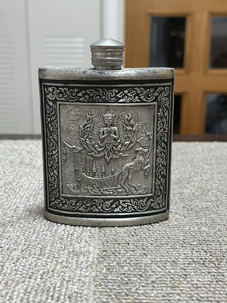 海外 雑貨 ウィスキーボトル スキットル ピューター アンティーク拍卖