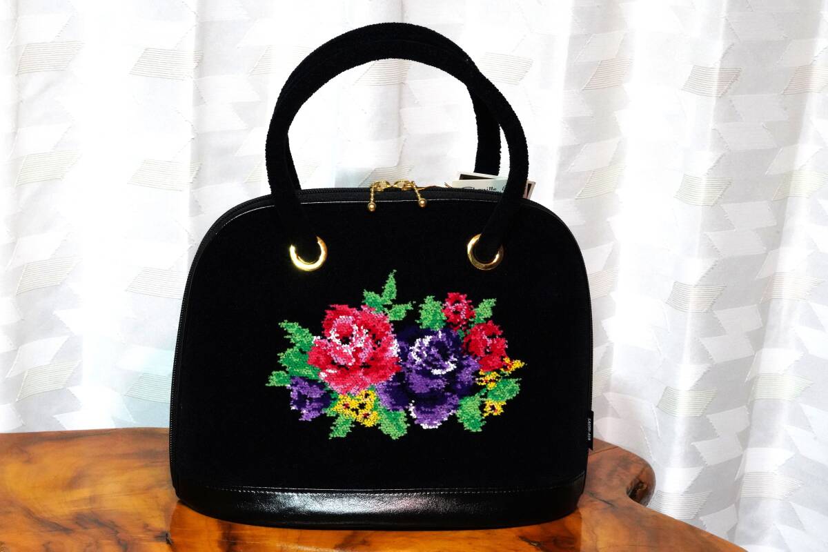 シュニール織 花柄 ハンドバッグ 美品 日本製 即決 拍卖
