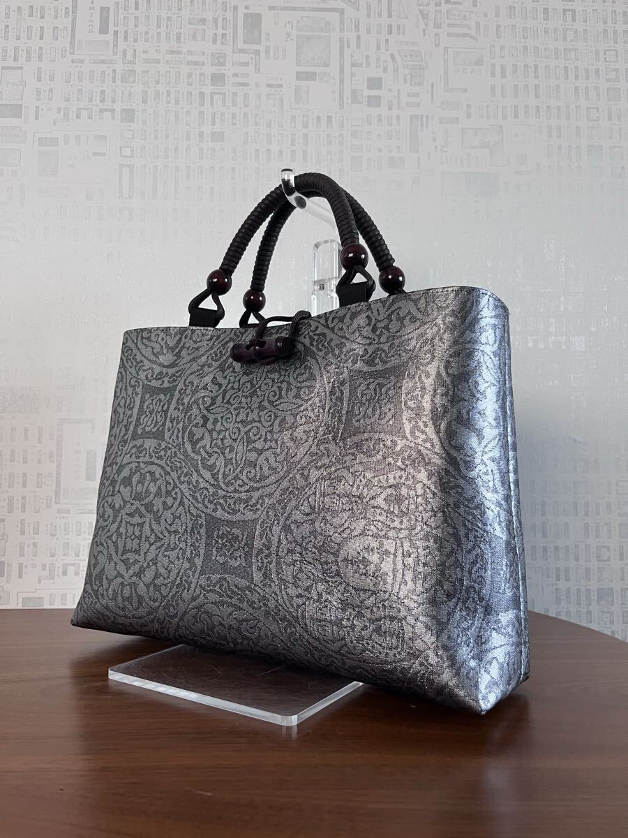 着物リメイク 袋帯 丸紋模様 手提げバッグ ハンドメイド拍卖