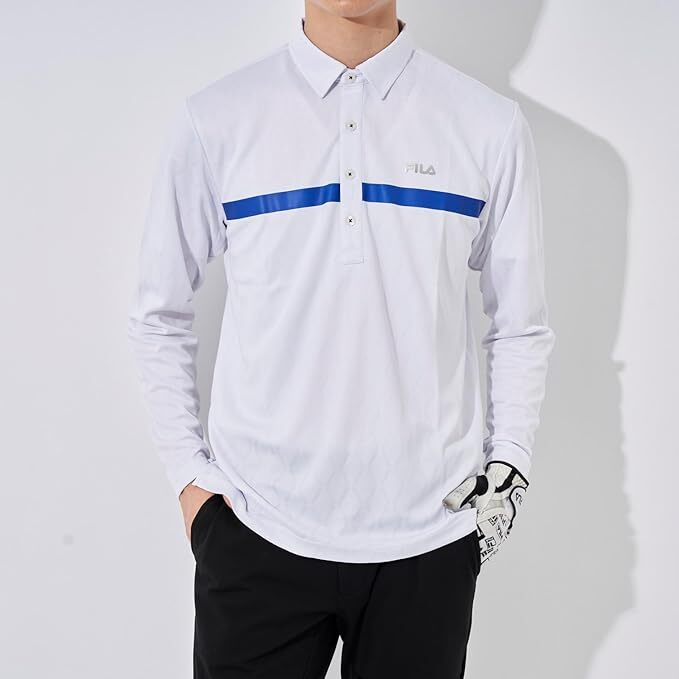 新品 フィラ ゴルフ 格子柄 長袖シャツ Lサイズ 白 ホワイト 783-503 吸汗速乾 UVカット 定価9,790円 783503 ゴルフシャツ ゴルフウェア拍卖