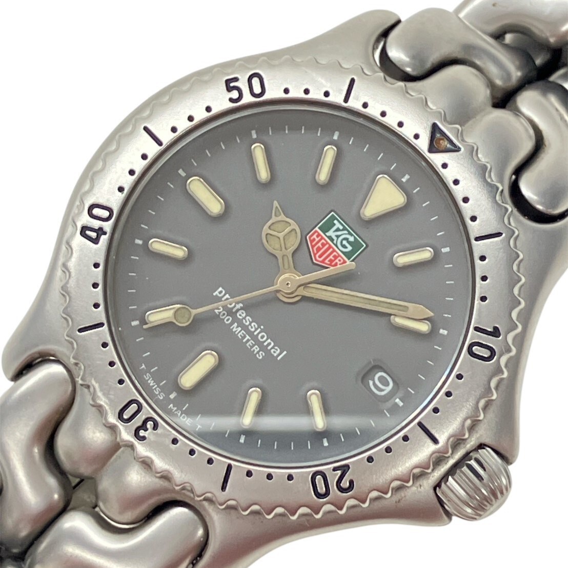 Z032-H37-415◎ TAG HEUER タグホイヤー メンズ腕時計 セル S99.213 QUARTZ クォーツ ラウンド 回転ベゼル デイト グレー文字盤 KA拍卖