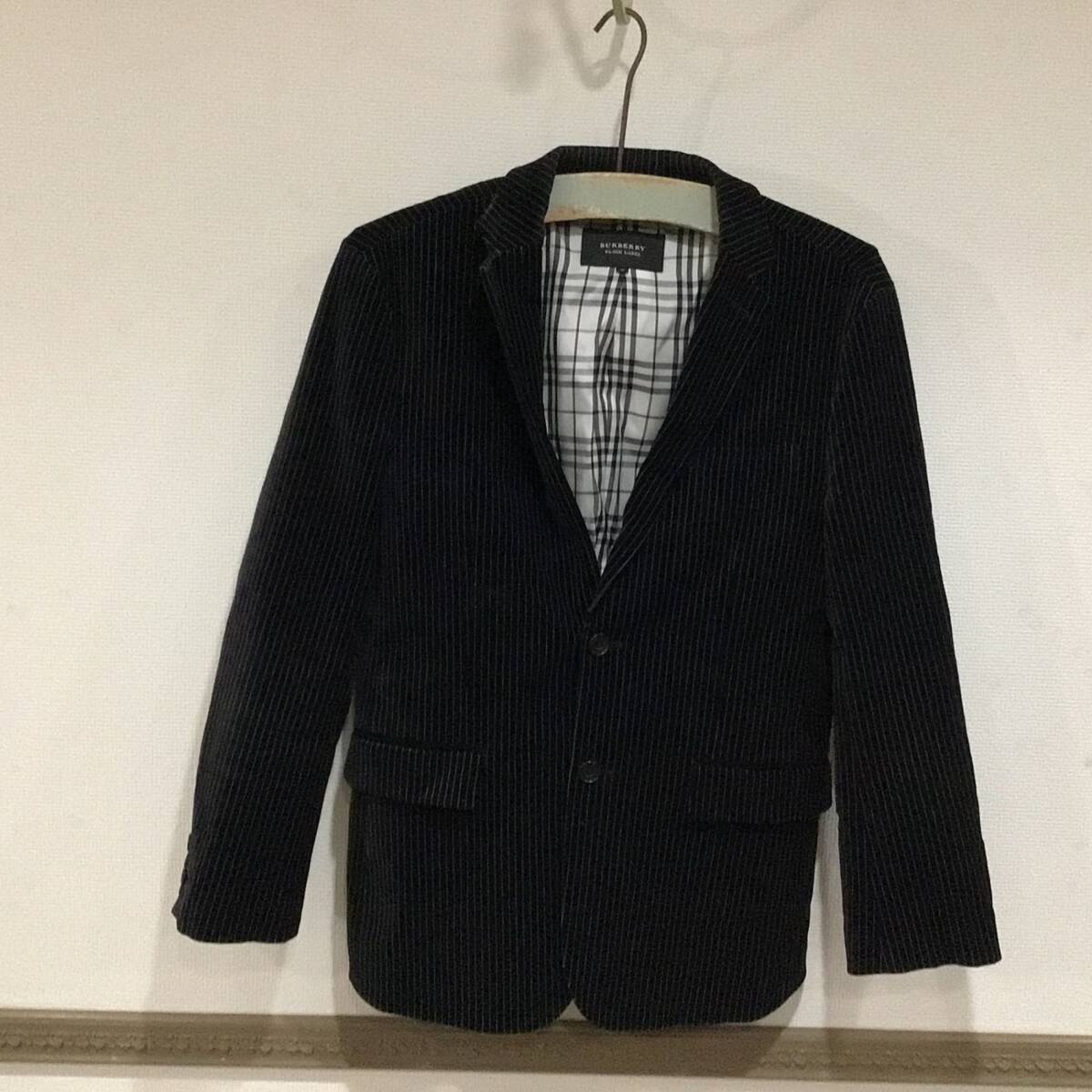 11161 BURBERRY BLACK LABEL バーバリー ブラックレーベル ベロア ストライプ柄 ジャケット BMP33-111-09 ブラック Mサイズ コットン拍卖