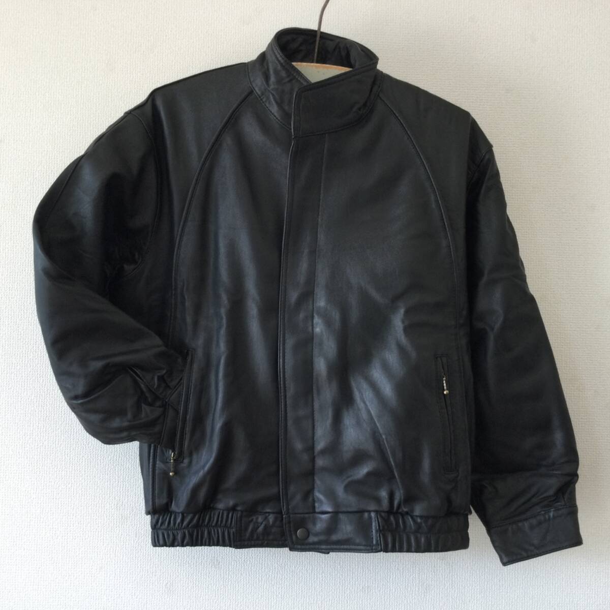 7100 LEATHER FASHION EXCELLENT 羊革 レザージャケット メンズL ブラック 革ジャン 韓国製 ラムレザー拍卖