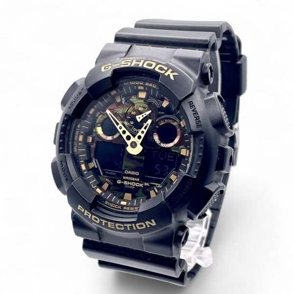 1円 稼働 ■ CASIO カシオ G-SHOCK ジーショック GA-100CF メンズ カモフラージュ アナデジ文字盤 ブラック ラバー ベルト N5402-23-14拍卖