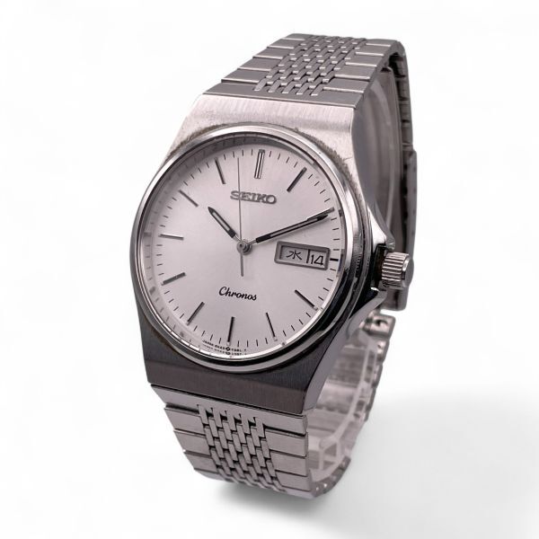 1円 稼働 ■ SEIKO セイコー Chronos クロノス 5H23-7D20 メンズ 銀文字盤 アナログ デイデイト 3針 シルバー ベルト N5291-21-77拍卖