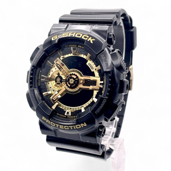 1円 稼働 ■ CASIO カシオ G-SHOCK ジーショック GA-110GB メンズ アナデジ文字盤 ゴールド ブラック ラバー ベルト N5387-23-15拍卖