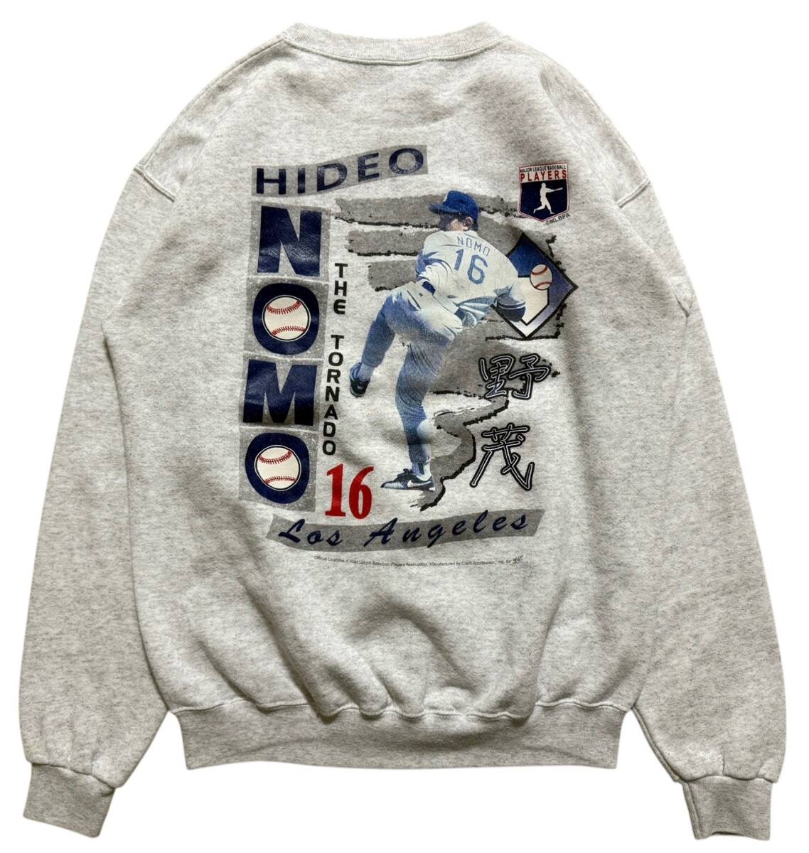 SANTEE サンティー USA製 90s ヴィンテージ オールド LAドジャース 野茂 16 スウェットシャツ トレーナー M 杢グレー拍卖