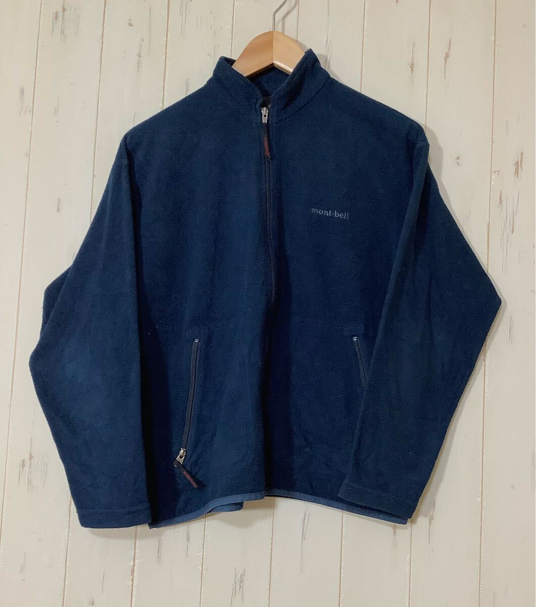 に1724 mont-bell モンベル 1104505 シャミース フリースジャケット M ネイビー ロゴ刺繍 日本製 CRAMEECE拍卖