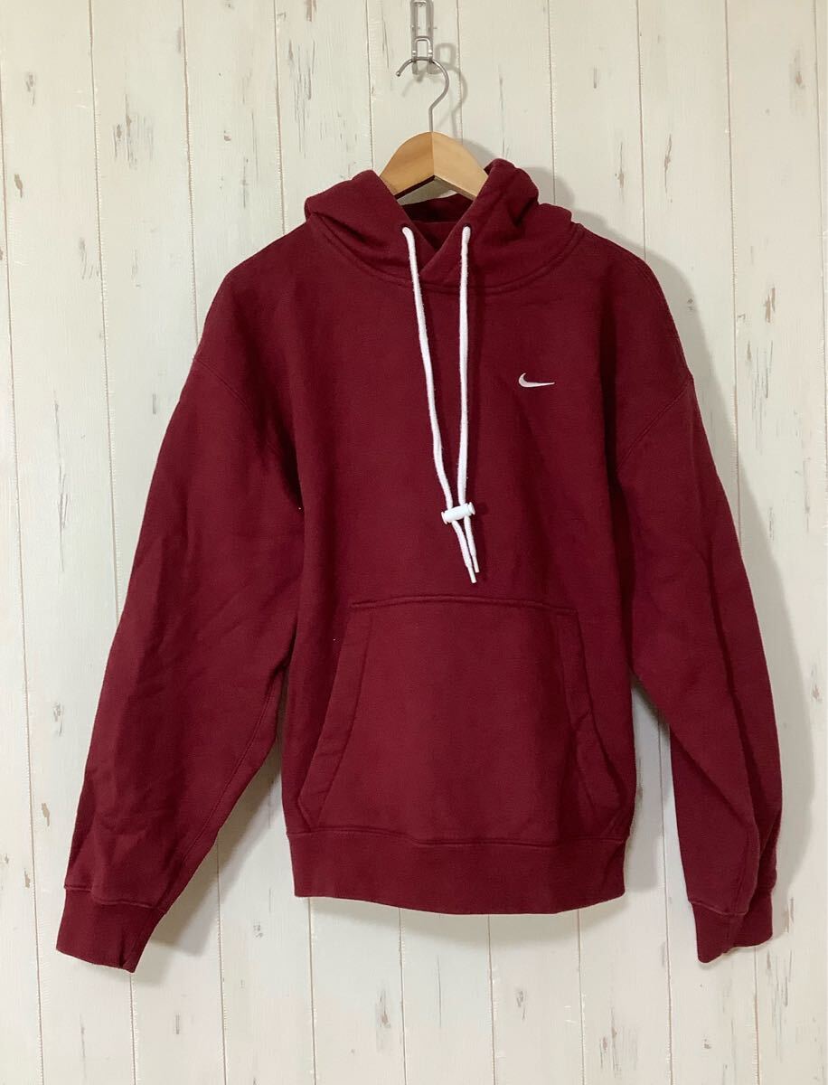 つ1790 NIKE ナイキ スウェットパーカー S バーガンディ 裏起毛 ロゴ刺繍 肉厚 プルオーバー 拍卖