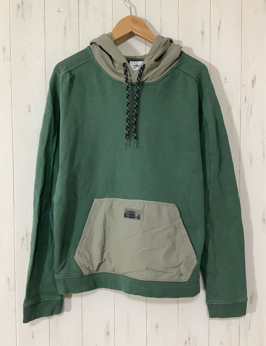 に1784 adidas originals アディダスオリジナルス プルオーバー スウェットパーカー L グリーン 裏地パイル拍卖